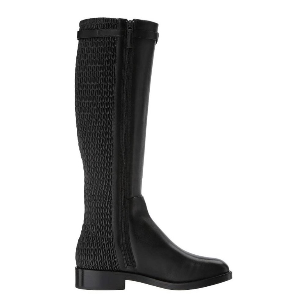 NWT COLE HAAN Women’s Tall Black Leather Stretch Business Casual Preppy Boots 5 - Picture 12 of 13